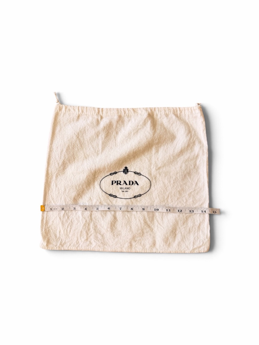 Prada Cream Drawstring Logo Dust Bag with navy blue Print